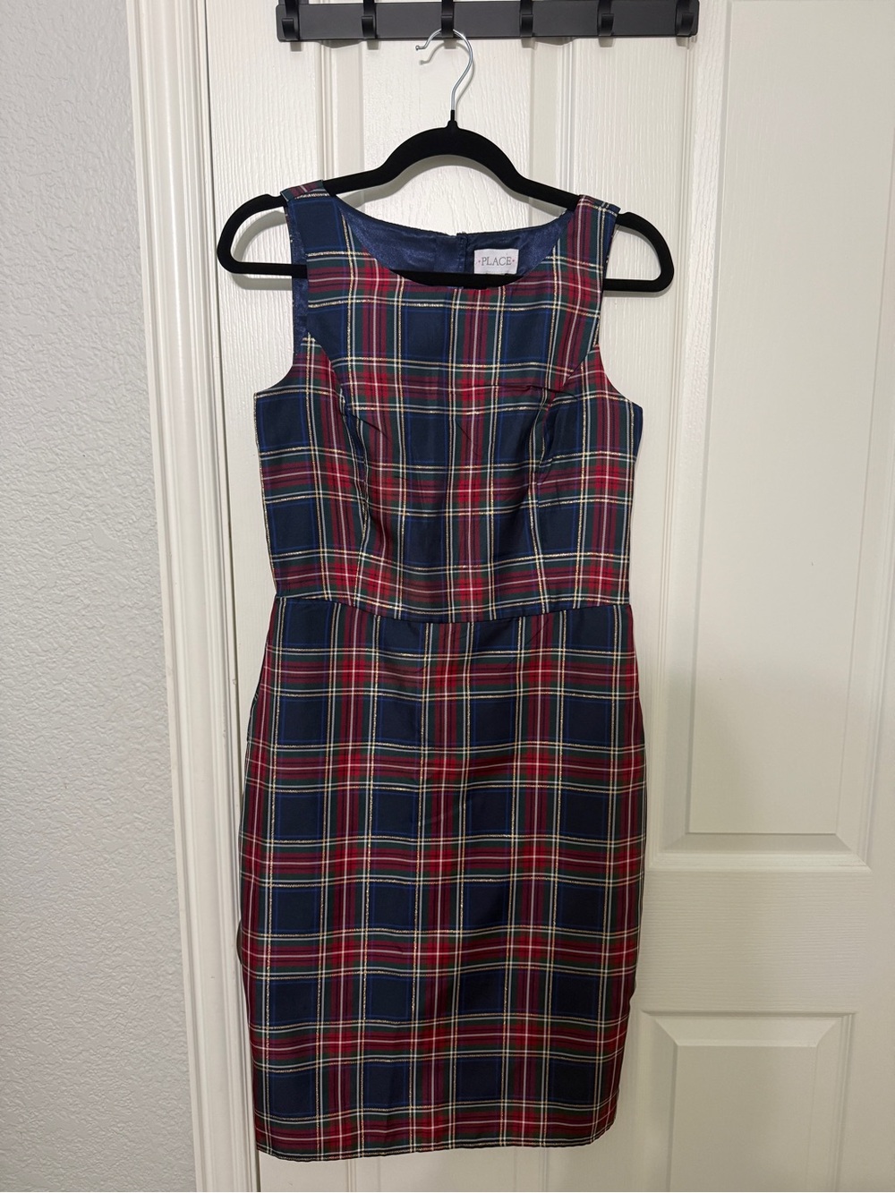 The Children's Place Navy & Red Plaid Sleeveless Midi Dress - Picture 1 of 4